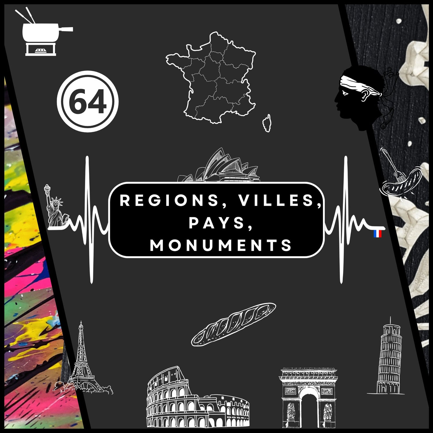 Régions, Villes, Pays, Monuments, etc